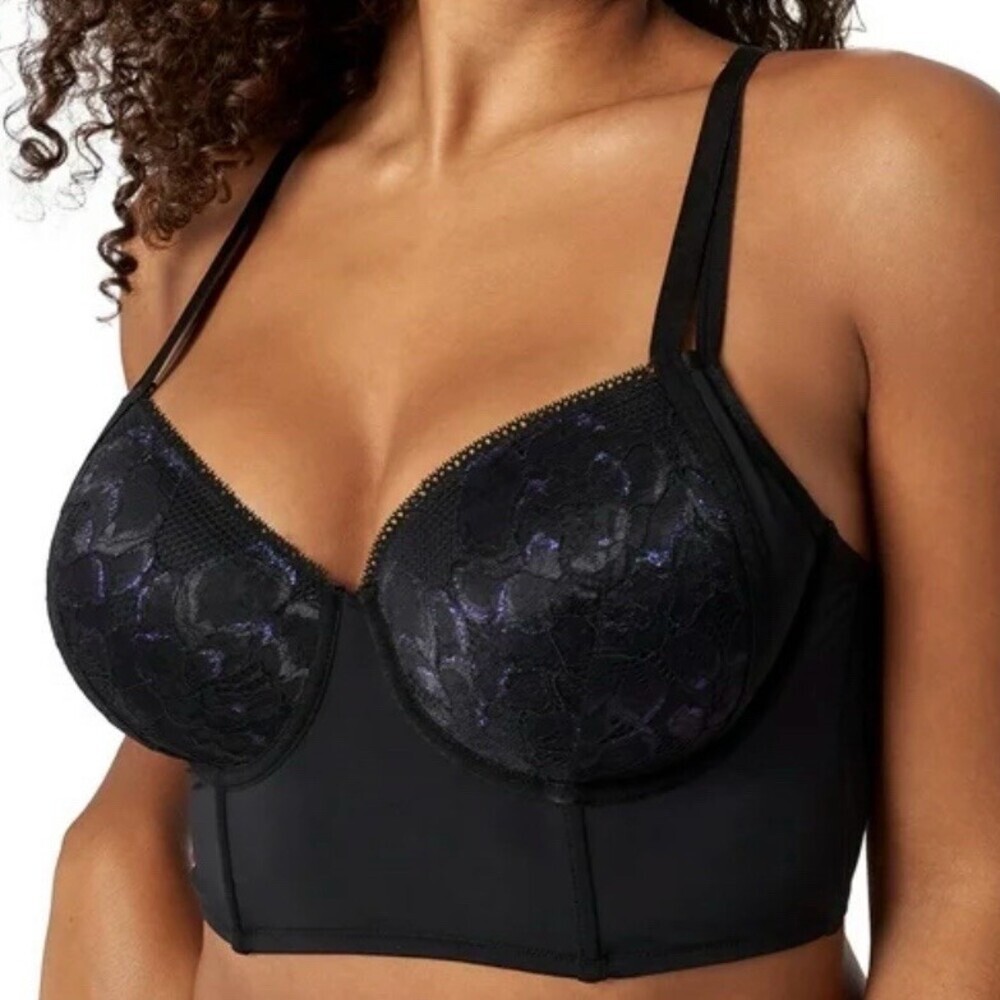 Adore Me Evalynn Longline Bra Womens 36D Floral Lace Lightly Padded Underwire
